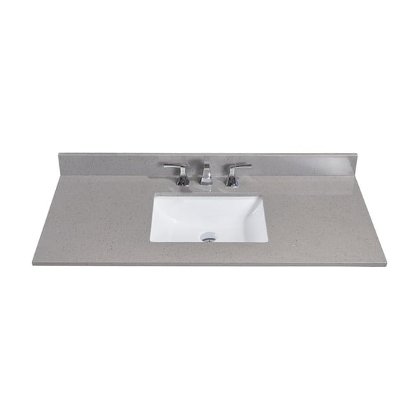 Altair 49 in. W Engineered Marble Single Basin Vanity Top in Mountain Gray with White Basin