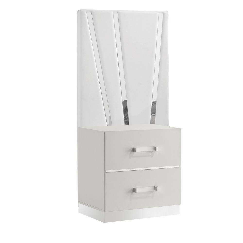 Europa White Queen Panel Bed Set with Dresser, Mirror, Nightstands