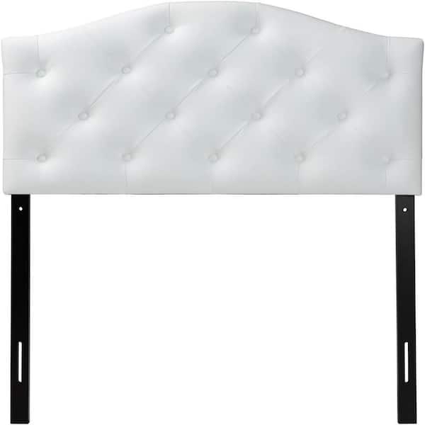 White Twin Upholstered Heaboard with Button Tufted Design