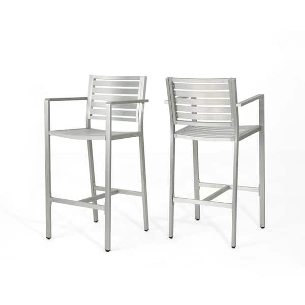 Noble House Cape Coral Aluminum Outdoor Patio Bar Stool (2-Pack)