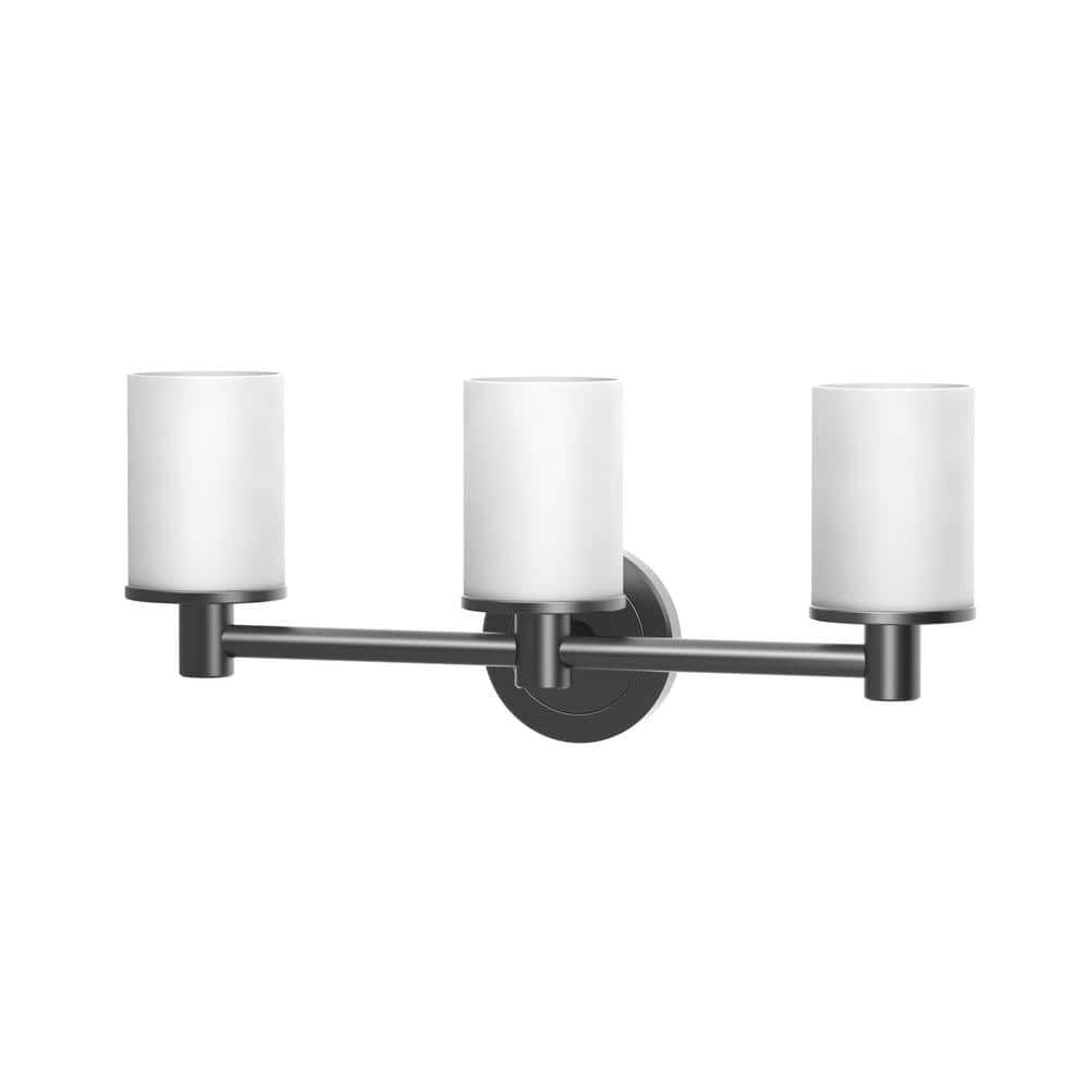 Black Steel Triple Light Sconce with Frosted Glass Shades