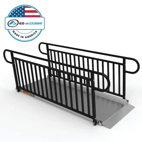 EZ-ACCESS GATEWAY 3G 8 ft. Aluminum Solid Surface Wheelchair Ramp with Black Vertical Picket Handrails