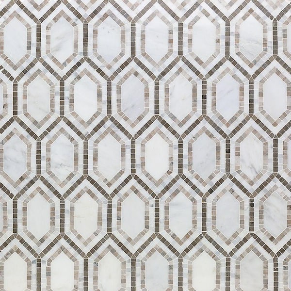Infinite Asian Statuary 9.5 in. x 11.5 in. Polished Marble Floor and Wall Mosaic Tile (0.76 sq. ft./Each)
