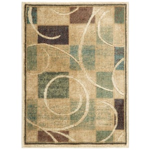 Expressions Beige 2 ft. x 3 ft. Geometric Contemporary Kitchen Area Rug