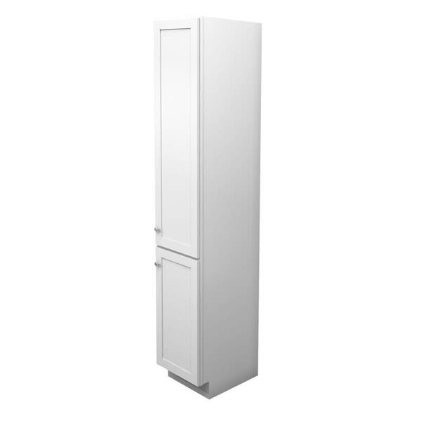 KraftMaid 15 in. W x 88-1/2 in. H x 21 in. D Vanity Bathroom Linen Storage Tower Cabinet in Dove White