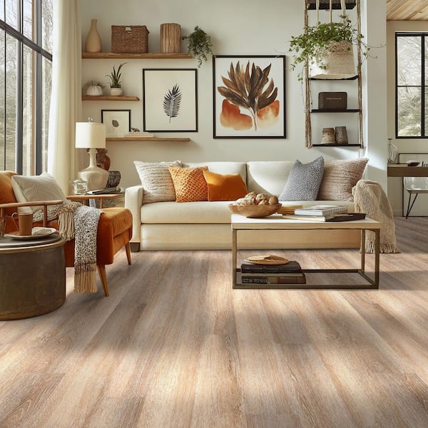 TrafficMaster Pinevale Pass Oak 6 MIL x 6 in. x 48 in. Waterproof