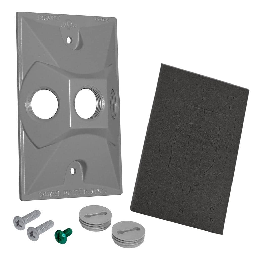 1-Gang Metal Weatherproof Electrical Lamp Holder Cover with (3) 1/2 inch Ho