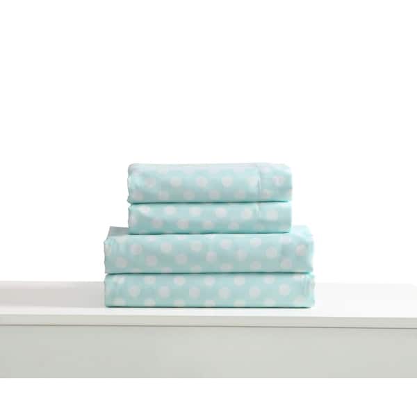 Kute Kids 4-Piece Aqua Geometric Full Sheet Set