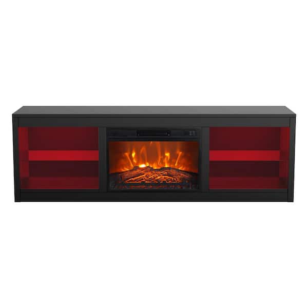 IHOMEadore 66 in. Black TV Stand Fits TVs Up to 75 in. with 23 in