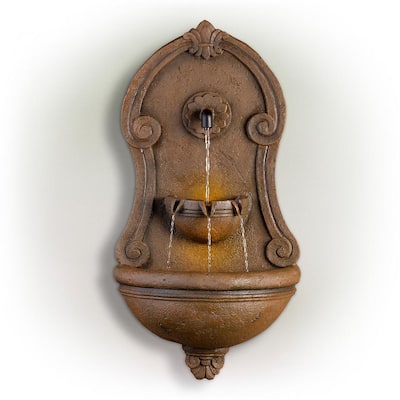 32 in. Tall Outdoor Classical Wall-Mounted Water Fountain with LED Lights