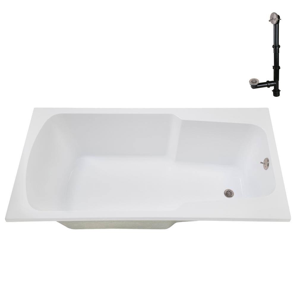 72'' x 36'' Glossy White Acrylic Drop-In Soaking Bathtub