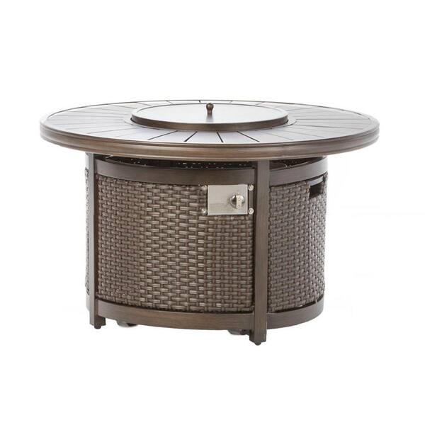 Alfresco Lexington 48 in. x 25 in. Round Aluminum Propane Gas Fire Pit with Glacier Ice Firebeads