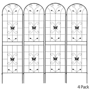 86.7 in. x 19.7 in. Metal Garden Trellis Rustproof Outdoor Flower Support for Climbing Plants, Black (4-Pack)