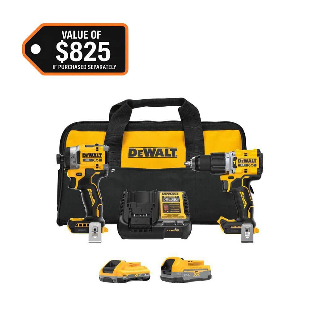 DEWALT 20V XR Lithium-Ion Cordless 2-Tool Combo Kit with 4.0 Ah and 1.7 Ah Batteries and Charger DCK251E1QQ1