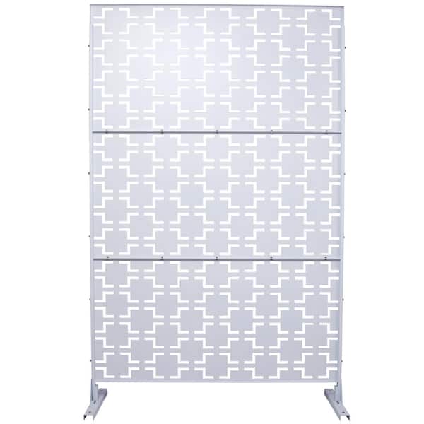 Sudzendf Outdoor and Indoor Freestanding Decorative Privacy Screen Metal Privacy Screen, Fence Panels in White