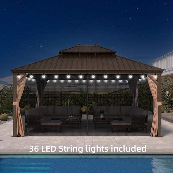 PURPLE LEAF 14 ft. x 16 ft. Bronze Patio Outdoor Gazebo for