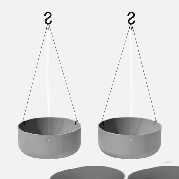 Veradek 14 in. Round Gray Plastic Planter Hanging Kona Bowl (2-Pack)
