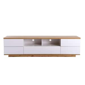 70.80 in. W x 15.00 in. D x 16.10 in. H White Linen Cabinet TV Stand Console Table with Multi-Functional Storage