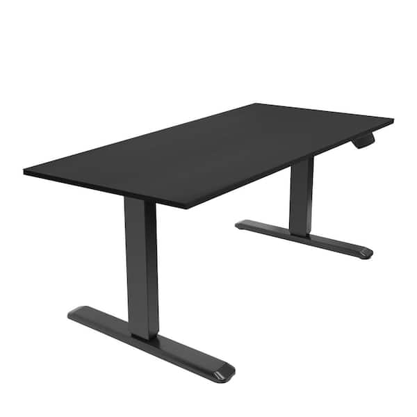mount-it! 55 in. Rectangular Dual Motor Electric Standing Desk with Black Tabletop