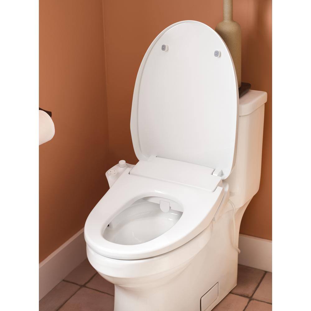 White Electronic Bidet Toilet Seat with Heated Water and Night Light