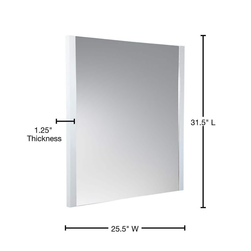 Modern Rectangular Frameless White Wood Vanity Mirror 25.5"x31.5"