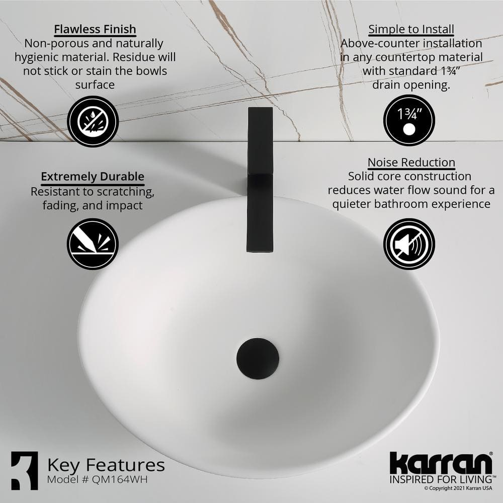 Elegant Matte White Acrylic Oval Above-Counter Vessel Sink