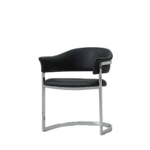 Valerie Black Faux Leather Cushioned Parsons Chair