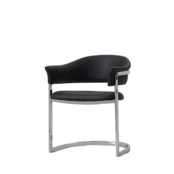 HomeRoots Valerie Black Faux Leather Cushioned Parsons Chair