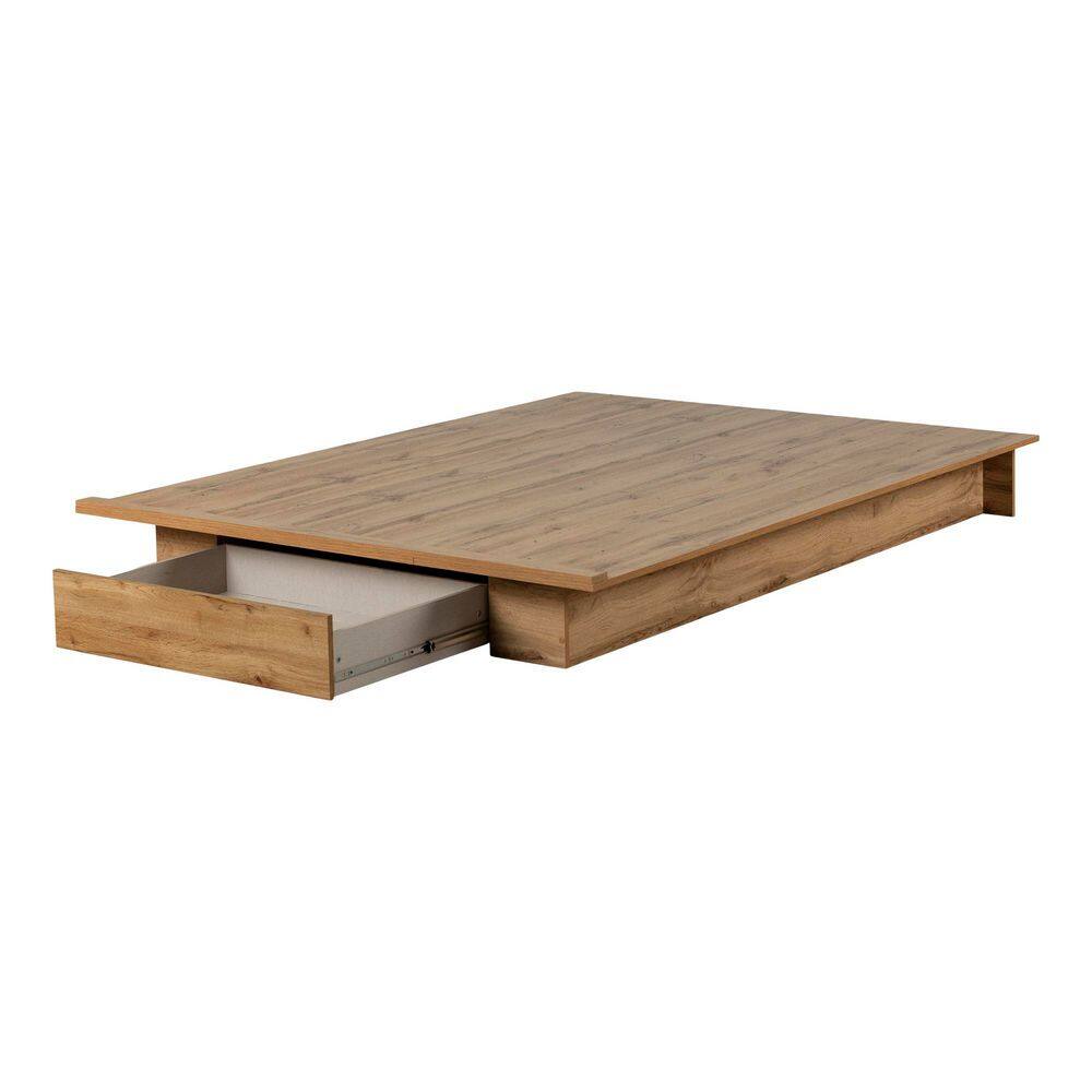 Serrano Brown ParticleBoard Frame Queen Size Platform Bed With 1-Drawer