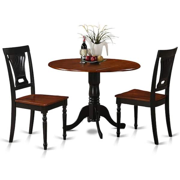 3-Piece Black and Cherry Finish Solid Wood Top-Dining Room Set-Seats 4