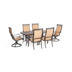 Manor 7-Piece Round Cast-Top Patio Dining Set with Two Swivel Rockers