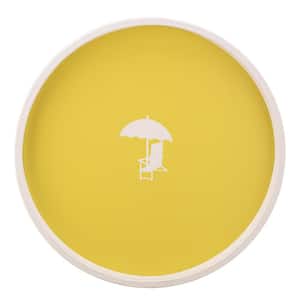 PASTIMES Beach Chair 14 in. W x 1.3 in. H x 14 in. D Round Lemon Leatherette Serving Tray