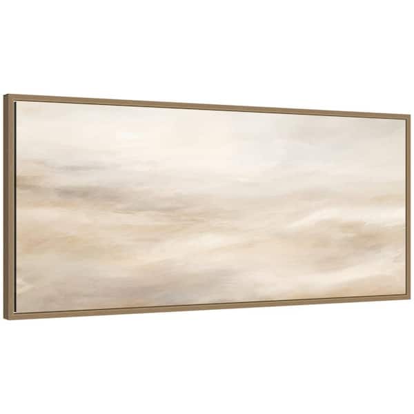 Sylvie "Abstract Neutral Horizon 03" by The Creative Bunch Studio Abstract Framed Canvas Art Print 18 in. x 40 in.