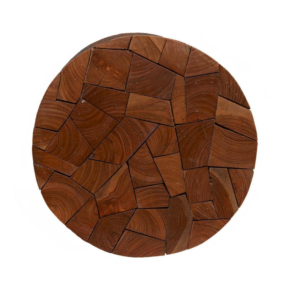 Eco Chic Teak Mosaic 12" Round Handcrafted Accent Table
