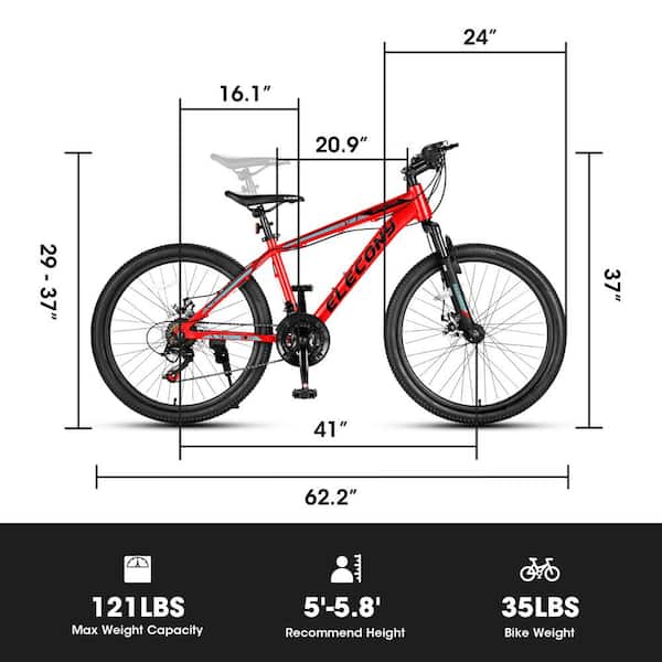 24 in. Mountain Bike Shimano 21 Speed Mountain Bicycle with Mechanical Disc  Brakes in Red FY-W110680679 - The Home Depot