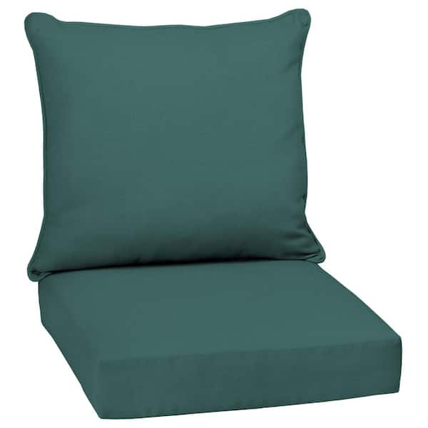 ARDEN 24 in. x 24 in. Texture 2-Piece Deep Seating Outdoor Lounge Chair Cushion in Peacock Blue Green