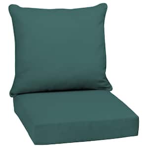 24 in. x 24 in. Texture 2-Piece Deep Seating Outdoor Lounge Chair Cushion in Peacock Blue Green