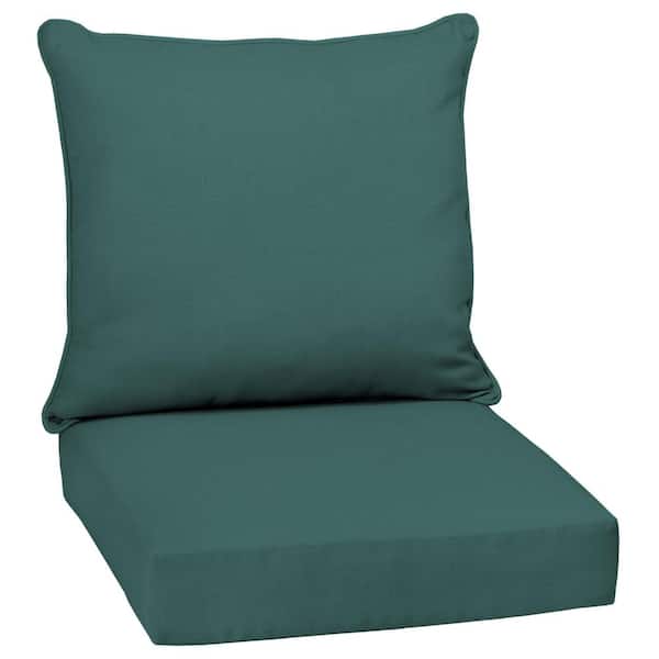 ARDEN SELECTIONS 24 in. x 24 in. Texture 2-Piece Deep Seating Outdoor Lounge Chair Cushion in Peacock Blue Green