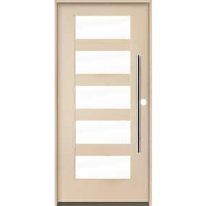 ASCEND Modern Faux Pivot 36 in. x 80 in. 5 Lite Left-Hand/Inswing Clear Glass Unfinished Fiberglass Prehung Front Door