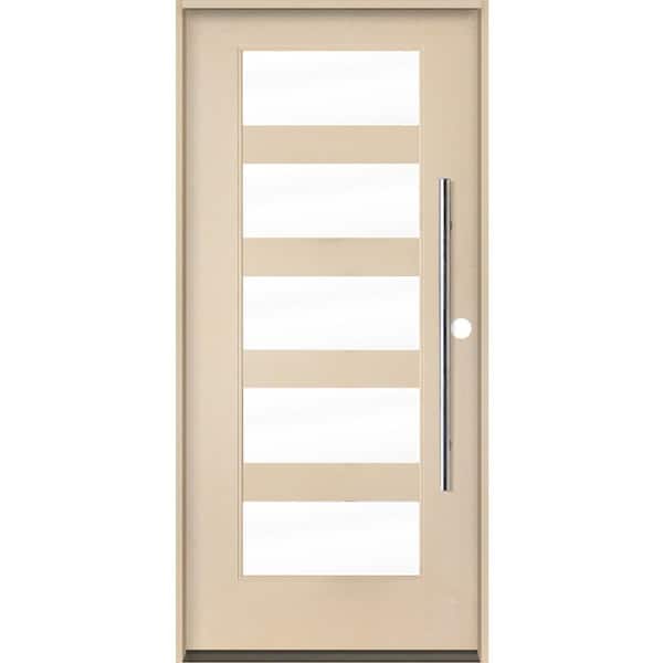 Krosswood Doors ASCEND Modern Faux Pivot 36 in. x 80 in. 5 Lite Left-Hand/Inswing Clear Glass Unfinished Fiberglass Prehung Front Door