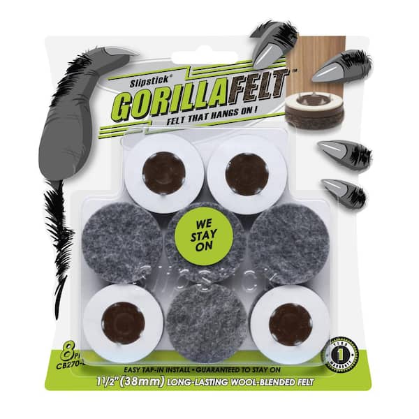 SlipStick GorillaFelt 1-1/2 in. Tap-In Wool Blended Felt Pads (16-pack)