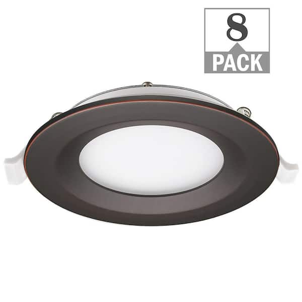 Commercial Electric 4 in. Adjustable CCT Integrated LED Canless Recessed Light Oil Rubbed Bronze Kit 650 Lumens Kitchen Bathroom (8-Pack)