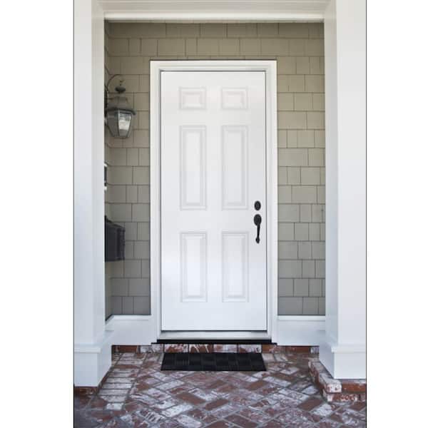 Builders Choice 36 in. x 80 in. 6 Panel Right-Hand/Inswing White Primed Steel Prehung Front Door with 4-9/16 in. Frame and Brickmould