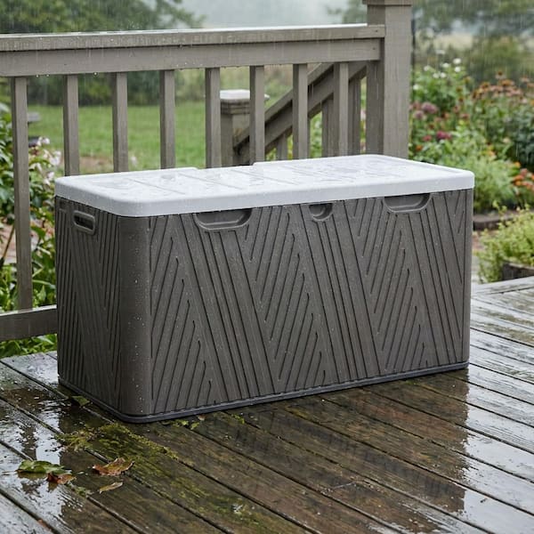 Aoodor 85 Gal. Medium Brown Plastic Resin Outdoor Storage Deck Box