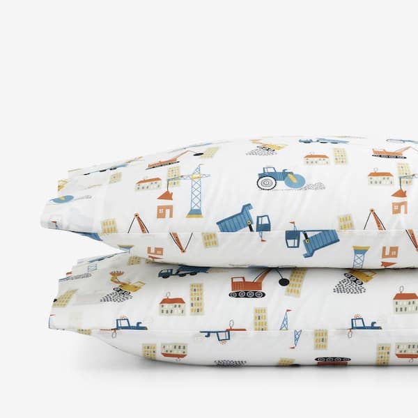 Company Kids White Multi Company Kids City Builders Cotton Percale Standard Pillowcase (Set of 2)