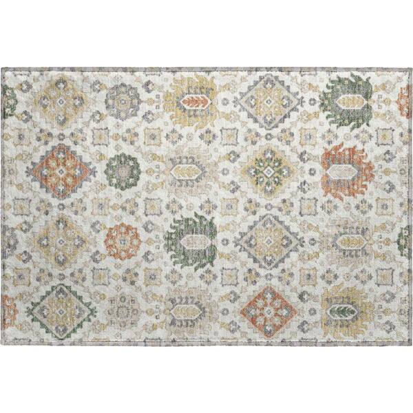 Mayfield Premium Machine Washable Abstract AMF2200 Ivory 2 ft. x 3 ft. Accent Rug