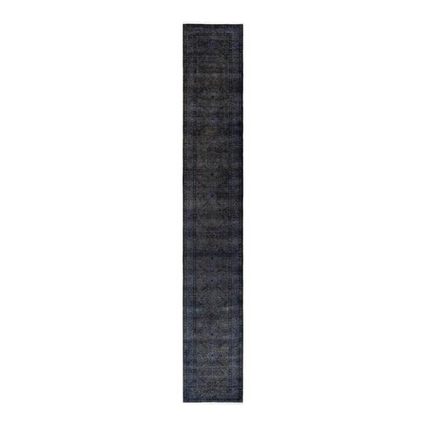 Solo Rugs Gray 2 ft. 8 in. x 18 ft. 10 in. Fine Vibrance One-of-a-Kind Hand-Knotted Area Rug