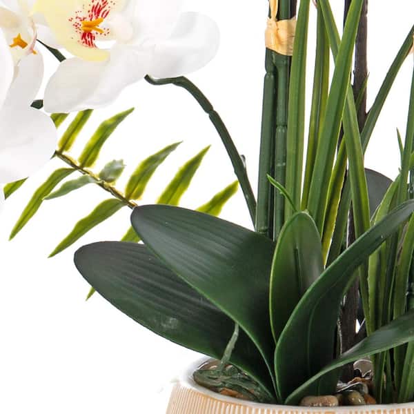 Vanity Art 32.28 in. H Orchid Floral Arrangement in White Ceramics Vase