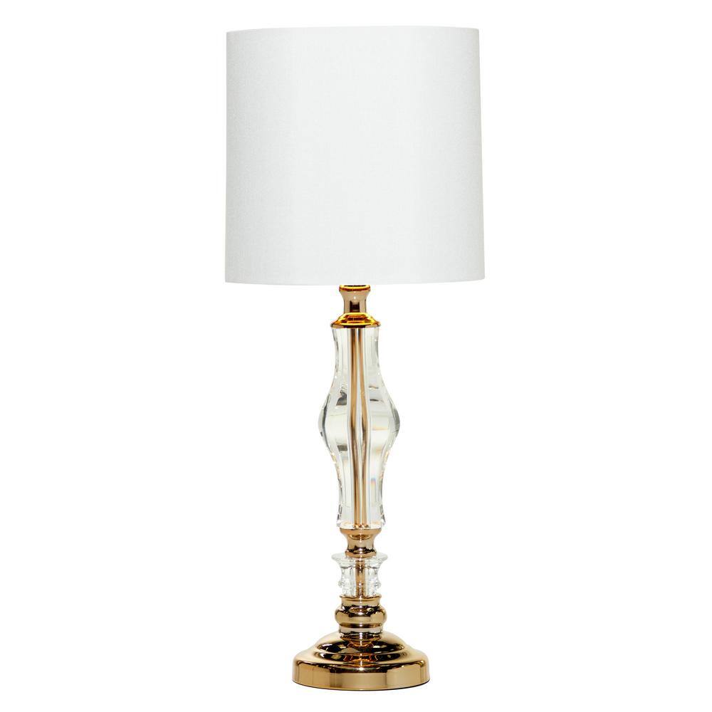 DecMode 26  Gold Table Lamp with White Fabric Shade