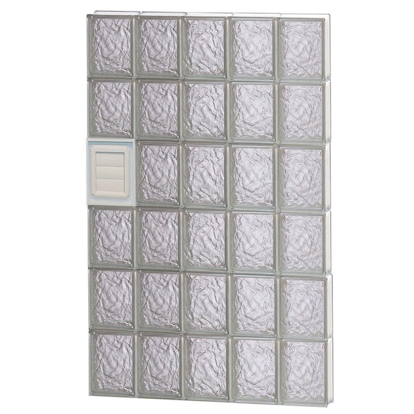 Clearly Secure 28.75 in. x 46.5 in. x 3.125 in. Frameless Ice Pattern Glass Block Window with Dryer Vent
